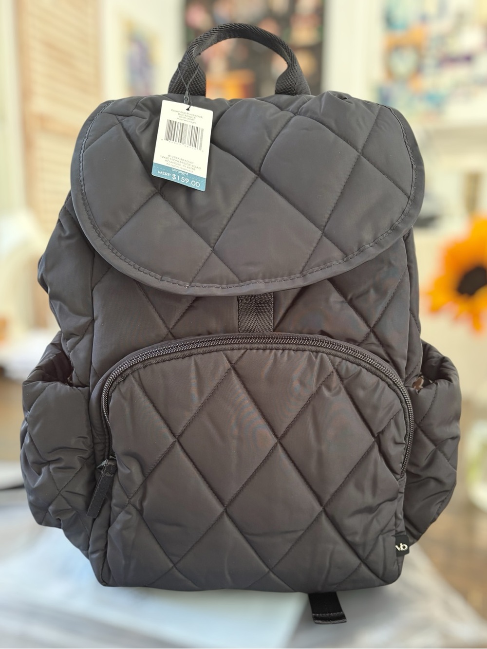 🌸Vera Bradley Essential Rucksack Backpack Black - Picture 11 of 12